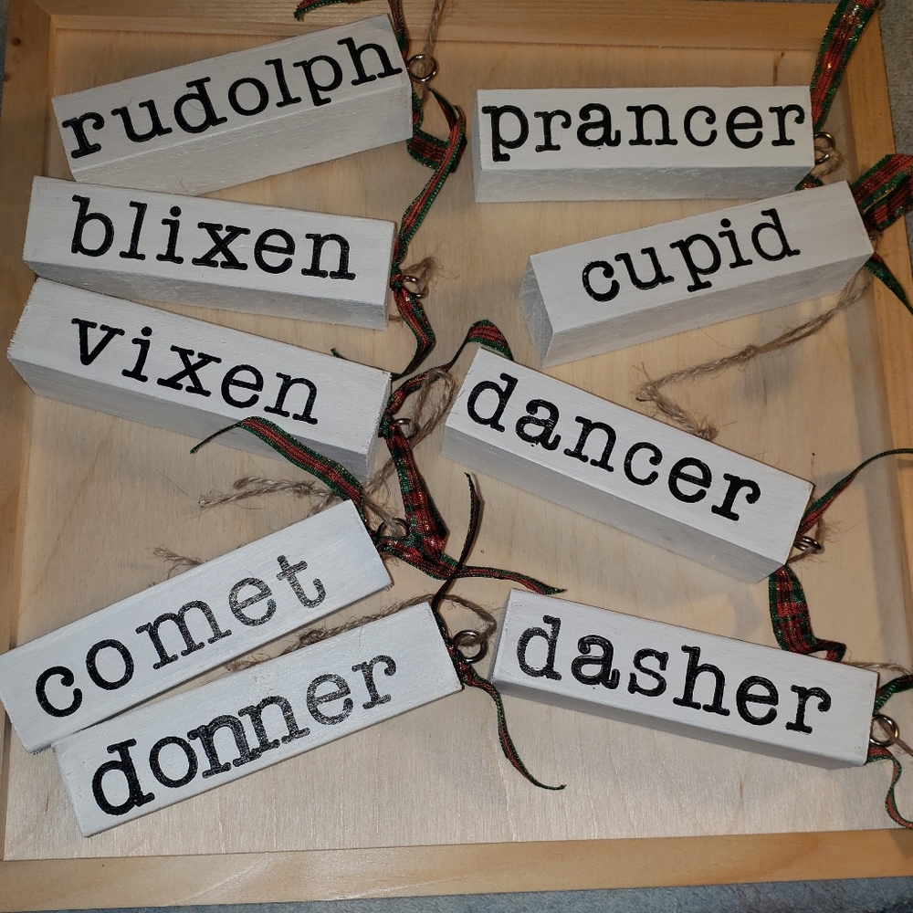 Farmhouse Reindeer ornaments 9pc